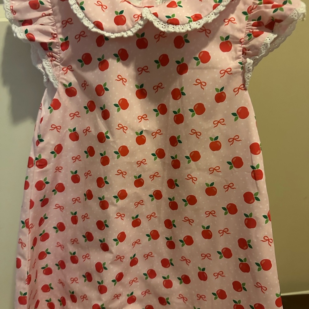 Cecil and Lou size 6 Pink Apple Print Kids dress